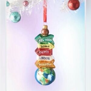 NWT Neiman Marcus World Directions 5” polish blown glass Christmas ornament